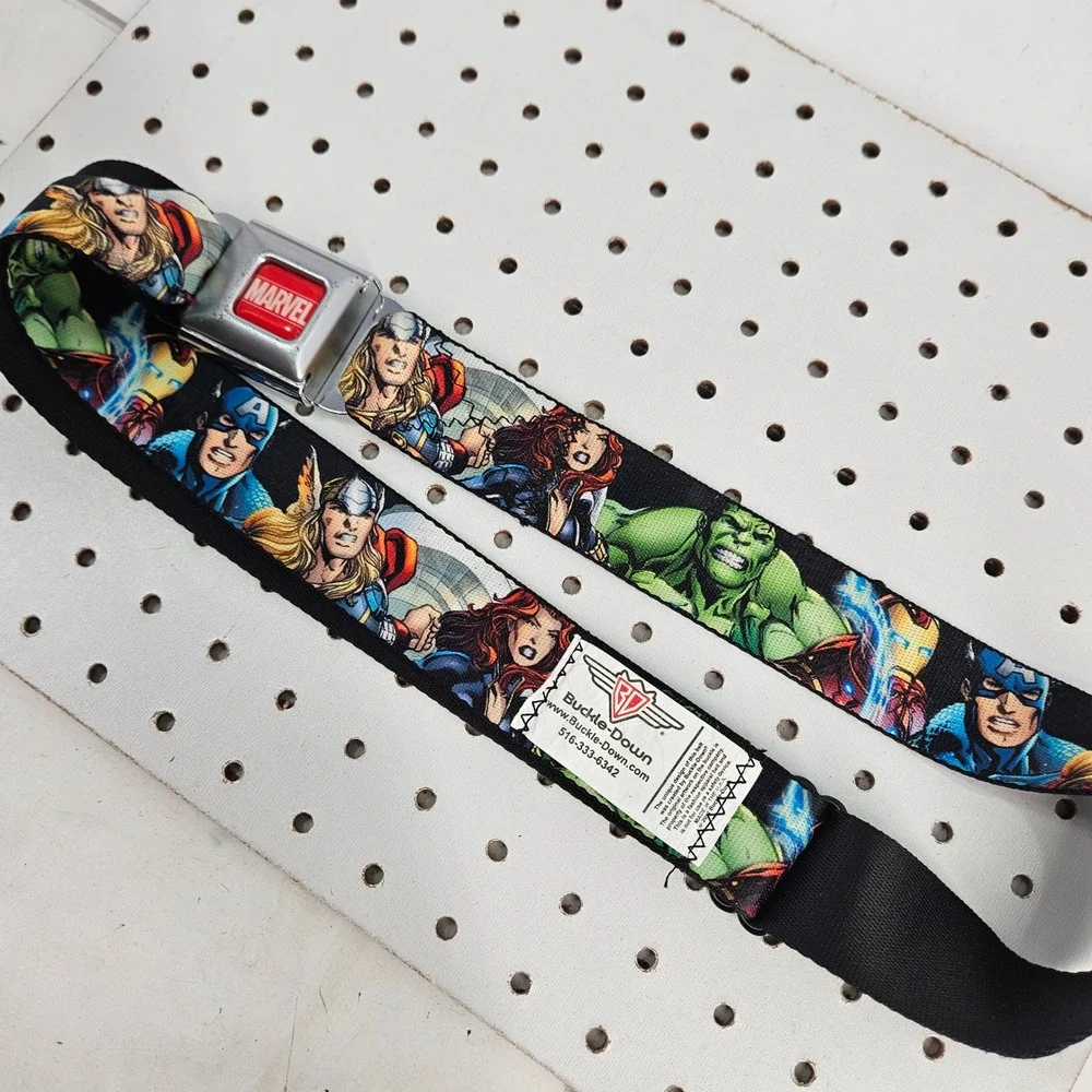 Buckle-Down Marvel Comics Avengers Seatbelt Belt Multi-Color Adjustable Unisex